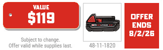 Milwaukee - Free M18 CP2.0 Battery w/ Select Bare Tool