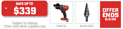 Milwaukee - Free M18 FUEL Hammer Drill & Step Bit w/ FORCE LOGIC Knockout Tool