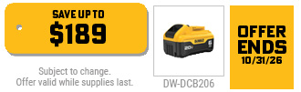 Dewalt - Free 20V MAX 6.0Ah Battery w/ Select Bare Tool