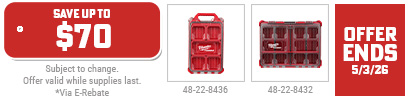 Milwaukee - Free Select PACKOUT Organizer w/ Qualifying PACKOUT Soft Storage