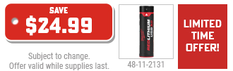 Free REDLITHIUM USB 3.0AH Battery w/ REDLITHIUM Lights & Levels