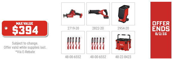 Milwaukee E-REBATE - Free M18 Tool and Accessory w/ FORCE LOGIC Press Tool & Jaws Kit