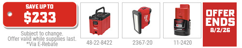 Milwaukee E-REBATE - Free PACKOUT, CP2.0 Battery & ROVER Flood Light w/ M18 FUEL Vacuum Pump Kit 