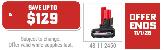 Milwaukee - Free M12 High Output XC5.0 Battery w/ Select Bare Tool or Kit